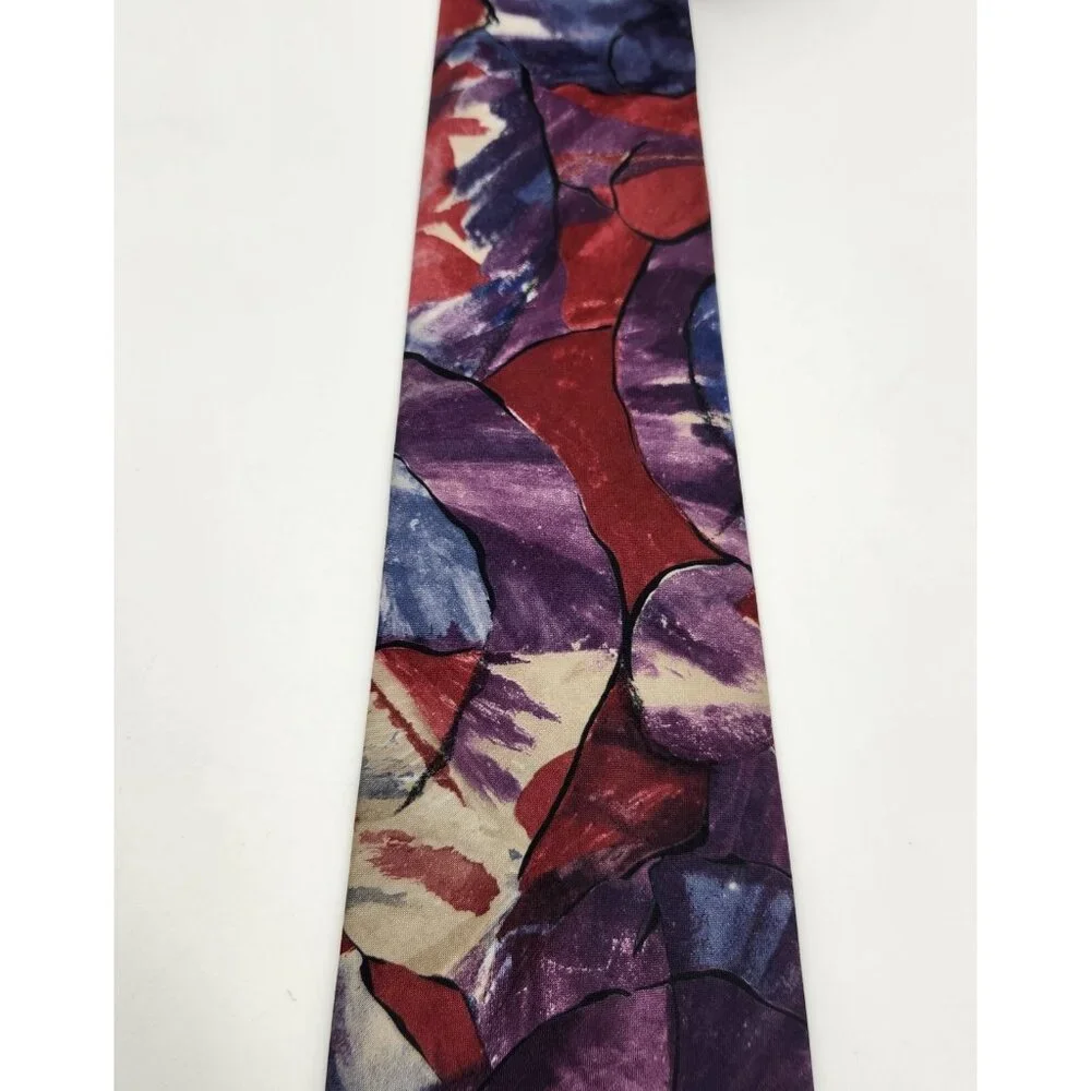 VINTAGE ESSEX ROW Mens‎ Tie Necktie Abstract Art Multicolor Pattern Made in USA